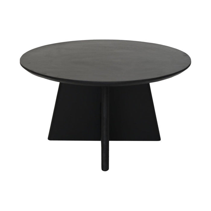 Ronde salontafel met kruispoot - 80X80X45 - zwart - Mangohout-Salontafels-HSM Collection