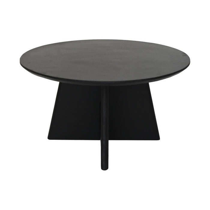 Ronde salontafel met kruispoot - 80X80X45 - zwart - Mangohout-Salontafels-HSM Collection