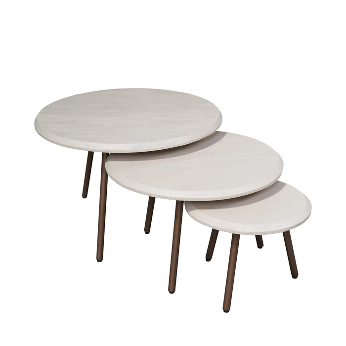 Ronde salontafelset Ohio Zand Mangohout 70 cm-Salontafels-Creating Home