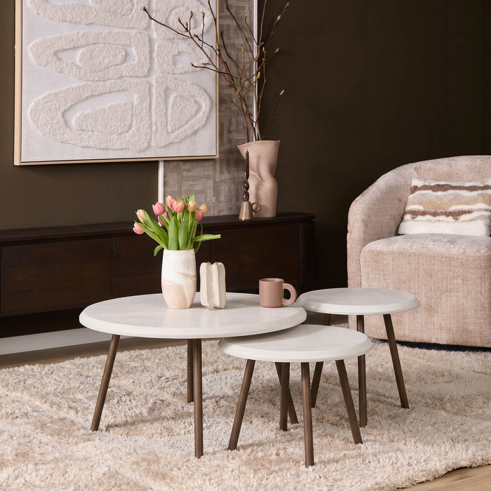Ronde salontafelset Ohio Zand Mangohout 70 cm-Salontafels-Creating Home