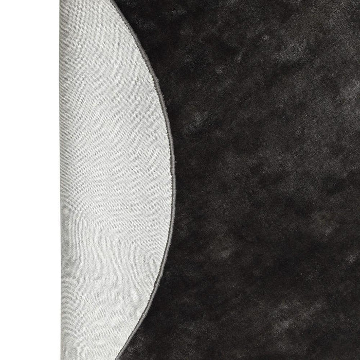 Ronde vloerkleden Flavia Zwart Viscose Handwoven Tapijt Rond-Ronde vloerkleden-PTMD