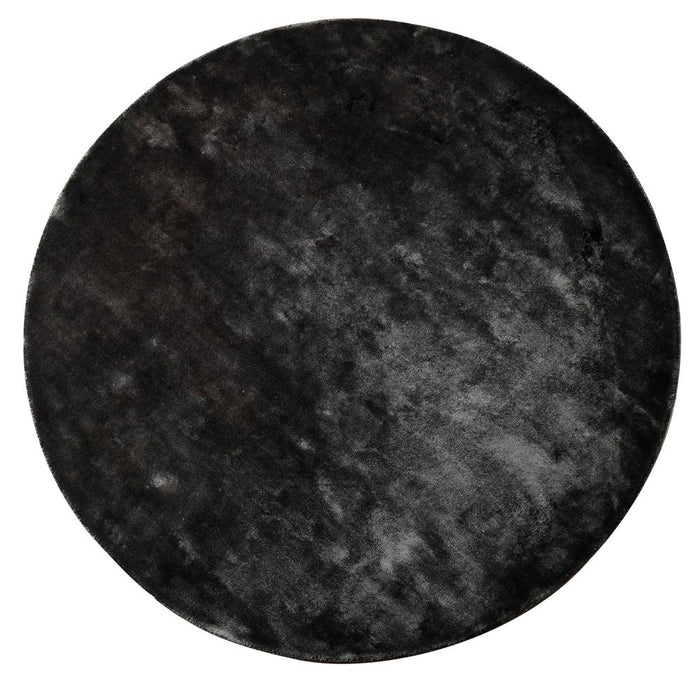 Ronde vloerkleden Flavia Zwart Viscose Handwoven Tapijt Rond-Ronde vloerkleden-PTMD