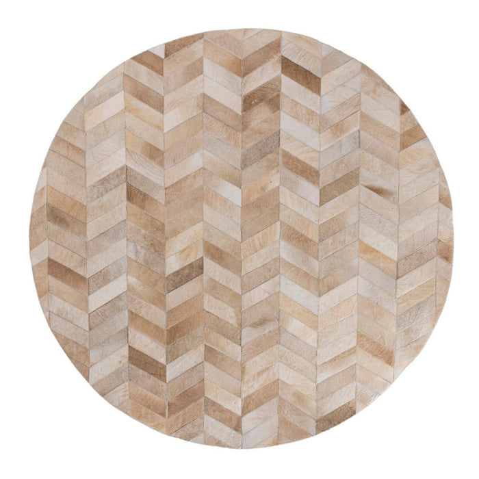 Ronde vloerkleden Joanne Beige Cowhair Patchwork Tapijt Rond L-Ronde vloerkleden-PTMD