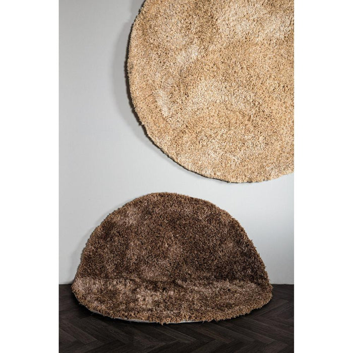 Ronde vloerkleden Jups Bruin Stof Handwoven Tapijt Rond S-Ronde vloerkleden-PTMD