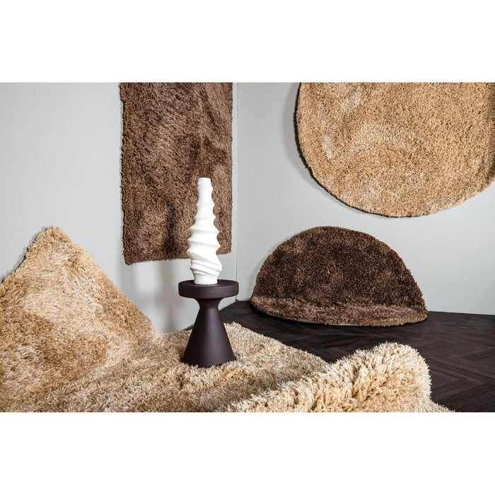 Ronde vloerkleden Jups Bruin Stof Handwoven Tapijt Rond S-Ronde vloerkleden-PTMD
