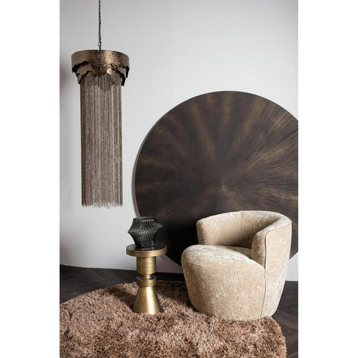 Ronde vloerkleden Jups Bruin Stof Handwoven Tapijt Rond S-Ronde vloerkleden-PTMD