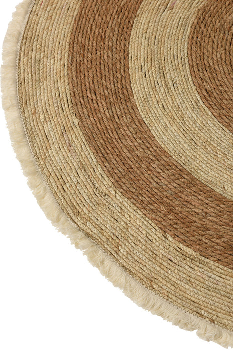 Rug Tassel Band Maize Peel/Cotton Beige/Brown White-Ronde vloerkleden-J-Line