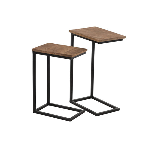 S/2 Sidetable Rectangle Metal/Wood Black/Natural-Bijzettafels-J-Line