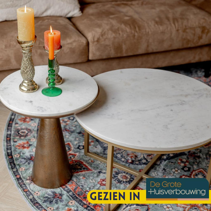 STARFURN Bijzettafel Essy Groot Wit marmer 45 cm 45x45x50 cm-Bijzettafels-Starfurn