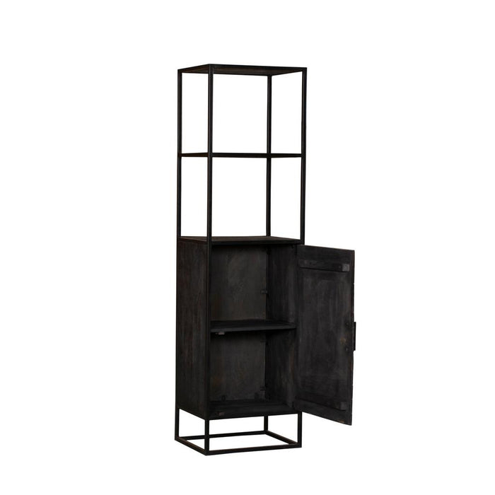 STARFURN Boekenkast New York Mangohout en staal 1 deur 55x45x200 cm-Boekenkasten-Starfurn