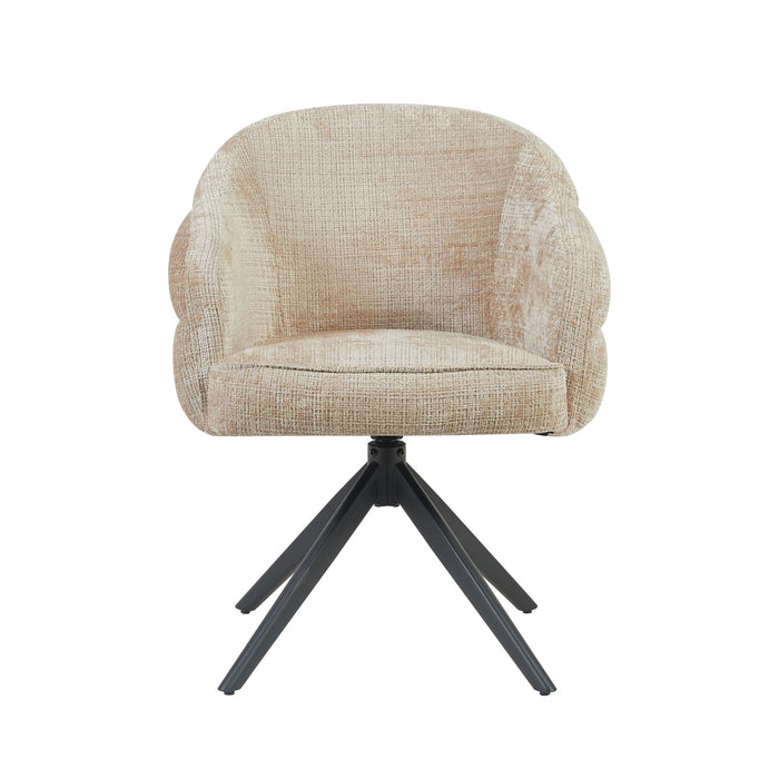 STARFURN Eetkamerstoel Bella Beige Poot Zwart Met armleuning 64x65x83 cm-Eetkamerstoelen-Starfurn