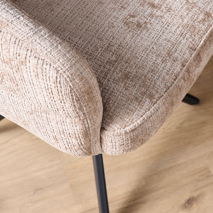 STARFURN Eetkamerstoel Bella Beige Poot Zwart Met armleuning 64x65x83 cm-Eetkamerstoelen-Starfurn