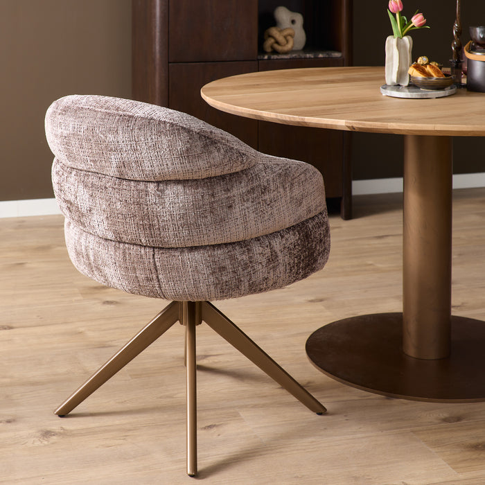 STARFURN Eetkamerstoel Bella Clay Poot Bronze Met armleuning 64x65x83 cm-Eetkamerstoelen-Starfurn