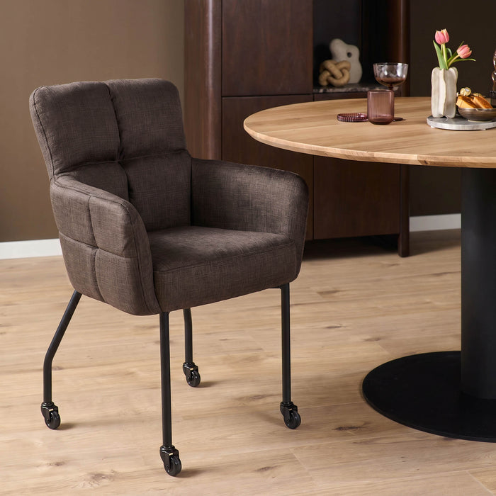 STARFURN Eetkamerstoel Dave met armleuning Bruin-Eetkamerstoelen-Starfurn