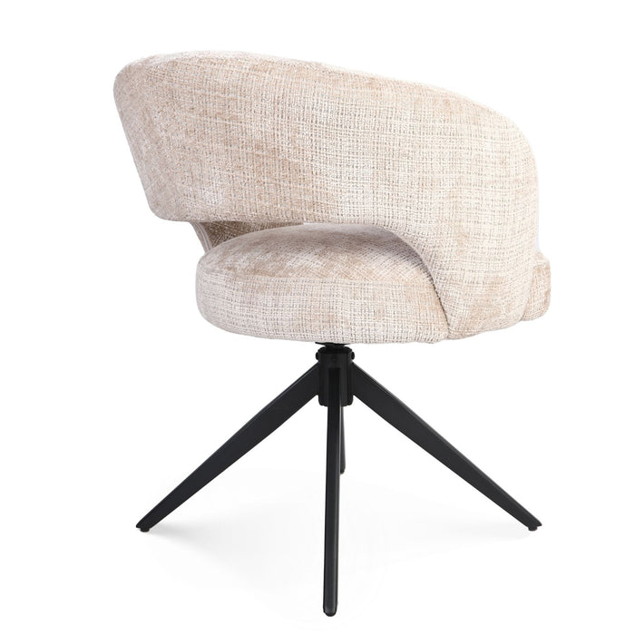 STARFURN Eetkamerstoel Demi | Beige | Poot Black | Met armleuning-Eetkamerstoelen-Starfurn