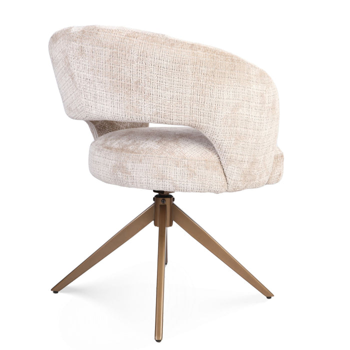STARFURN Eetkamerstoel Demi | Beige | Poot Bronze | Met armleuning-Eetkamerstoelen-Starfurn