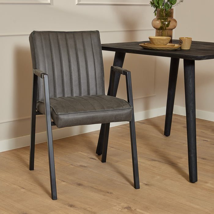 STARFURN Eetkamerstoel Tivoli met armleuning Bull Antraciet 52x56x88 cm-Eetkamerstoelen-Starfurn
