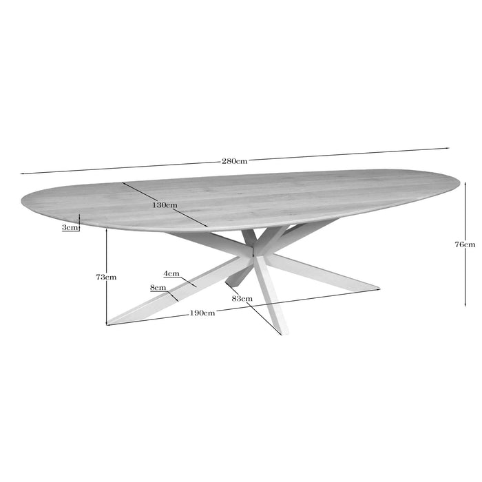 STARFURN Eettafel Eiken eettafel Cloud 280 cm Naturel Poot Zand-Eettafels-Starfurn