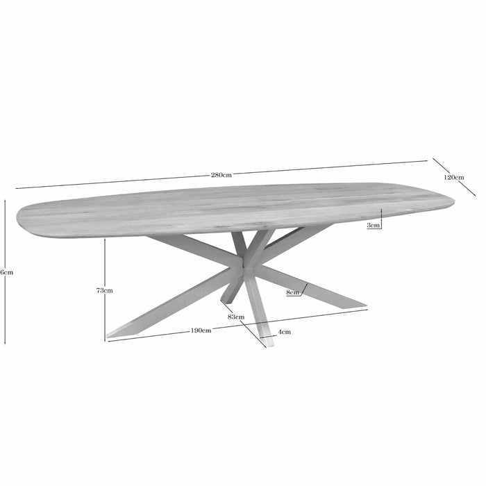 STARFURN Eettafel Eiken eettafel Ferris Deens Ovaal 280 cm Naturel Poot-Eettafels-Starfurn
