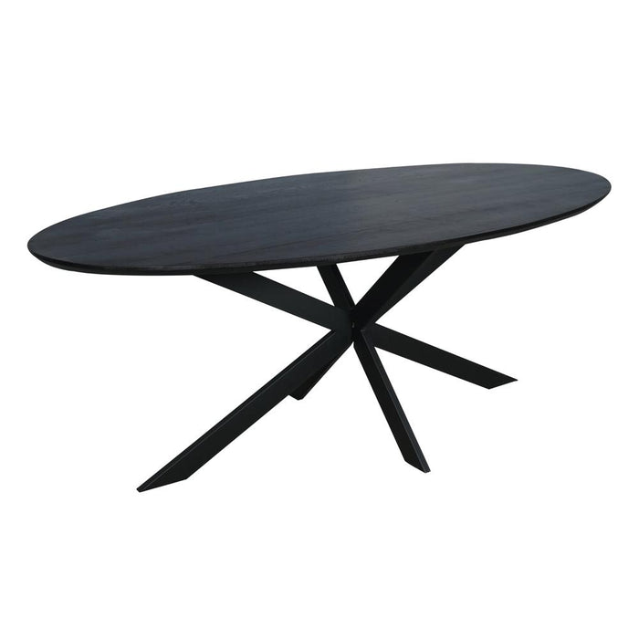 STARFURN Eettafel Eiken eettafel Ferris Ovaal 210 cm Zwart 210x100x76 cm-Eettafels-Starfurn