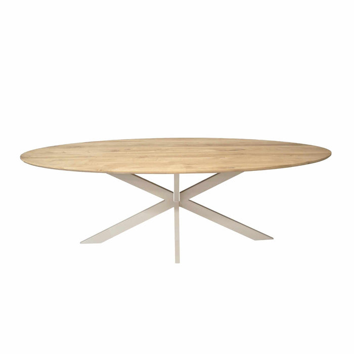 STARFURN Eettafel Eiken eettafel Ferris Ovaal 240 cm Naturel Poot Zand-Eettafels-Starfurn