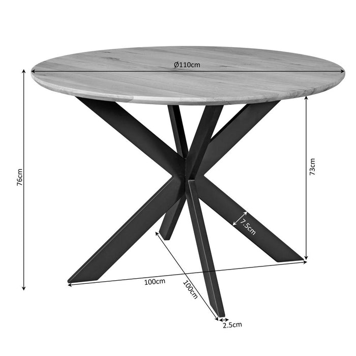 STARFURN Eettafel Eiken eettafel Ferris Rond 110 cm Naturel 110x110x76 cm-Eettafels-Starfurn