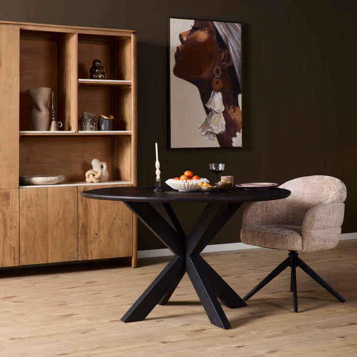 STARFURN Eettafel Eiken eettafel Ferris Rond 110 cm Zwart 110x110x76 cm-Eettafels-Starfurn