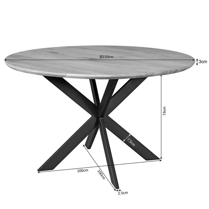 STARFURN Eettafel Eiken eettafel Ferris Rond 150 cm Bruin 150x150x76 cm-Eettafels-Starfurn