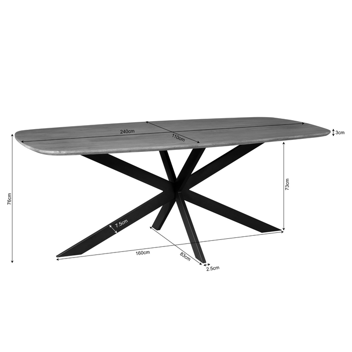 Esstisch Elegance – Dänisch oval – 240x110 cm