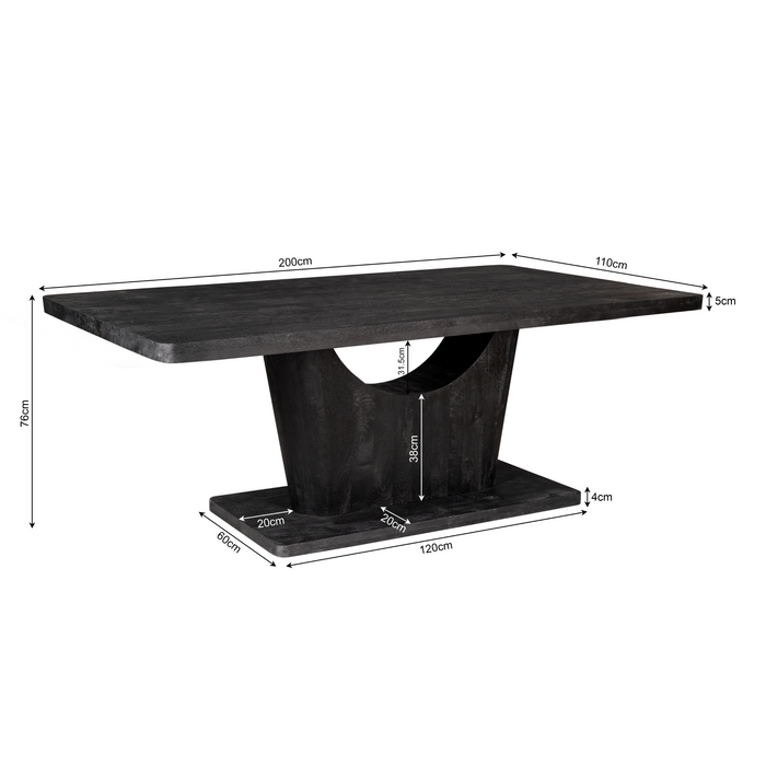 STARFURN Eettafel Voco 200 cm Zwart 200x110x76 cm-Eettafels-Starfurn