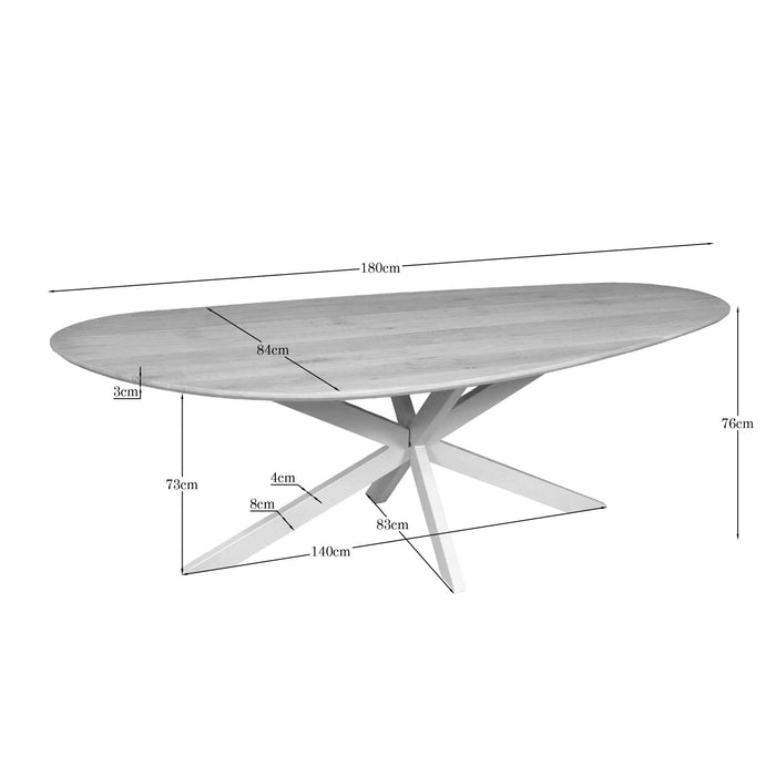 STARFURN Eiken eettafel Cloud | 180 cm | Naturel | Poot Sand-Eettafels-Starfurn