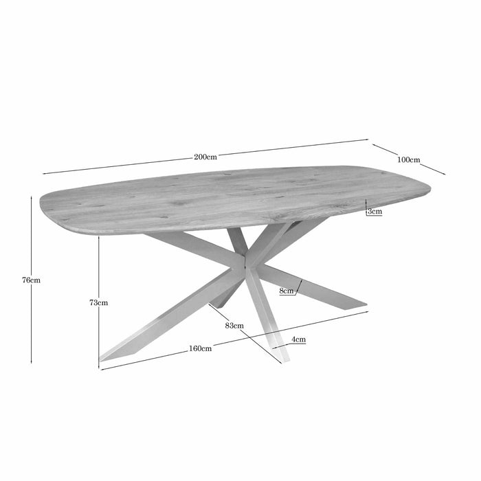 STARFURN Eiken eettafel Ferris | Deens Ovaal 200 cm | Naturel | Poot Sand-Eettafels-Starfurn