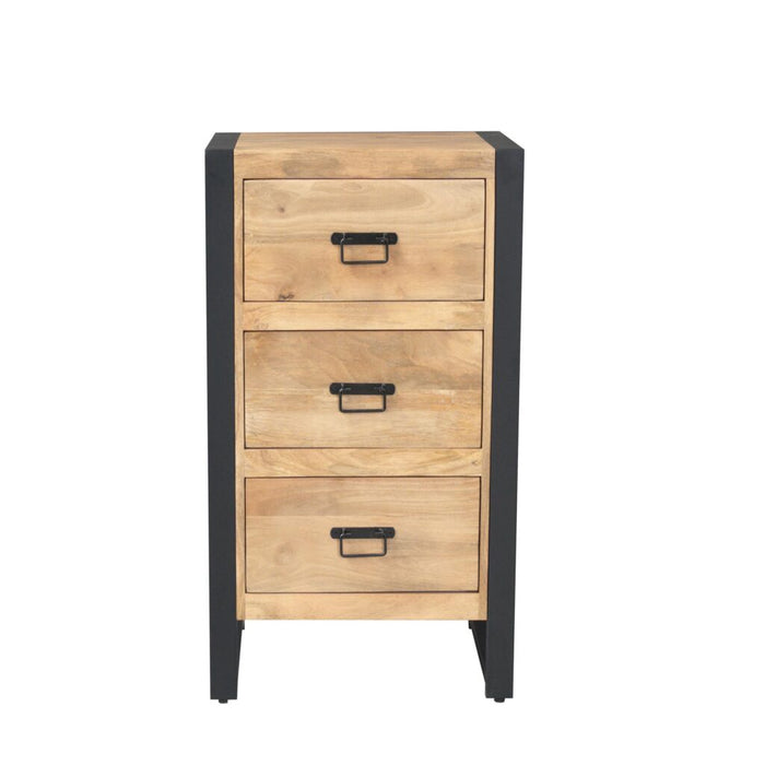 STARFURN Halkast Britt Mangohout Naturel 55cm Drie Lades-Opbergkasten-Starfurn