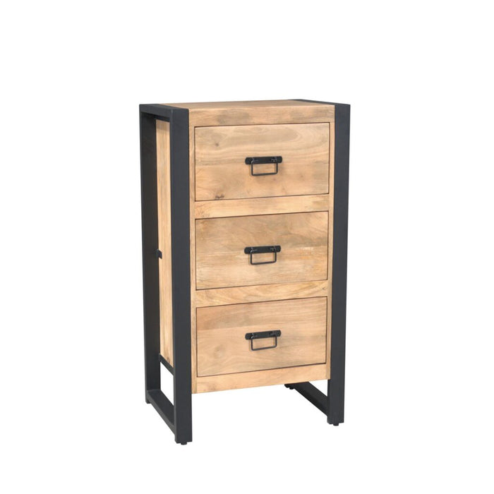 STARFURN Halkast Britt Mangohout Naturel 55cm Drie Lades-Opbergkasten-Starfurn