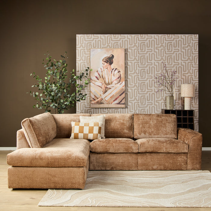 STARFURN MySofa Teddy Hoekbank Cinnamon Divan Links+2,5 zits