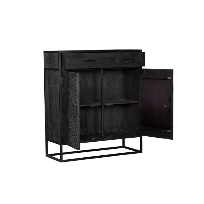 STARFURN Opbergkast Kabinet kast New York Mangohout en staal 100 cm-Opbergkasten-Starfurn