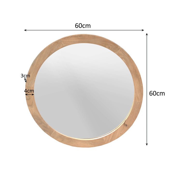 STARFURN Ronde spiegel Dide Naturel Mangohout 60 cm-Spiegels-Starfurn