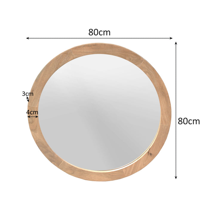 STARFURN Ronde spiegel Dide Naturel Mangohout 80 cm-Spiegels-Starfurn