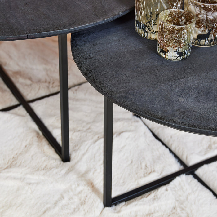 STARFURN Salontafel Arlington Set van 2 Zwart 70x70x40 cm-Salontafels-Starfurn