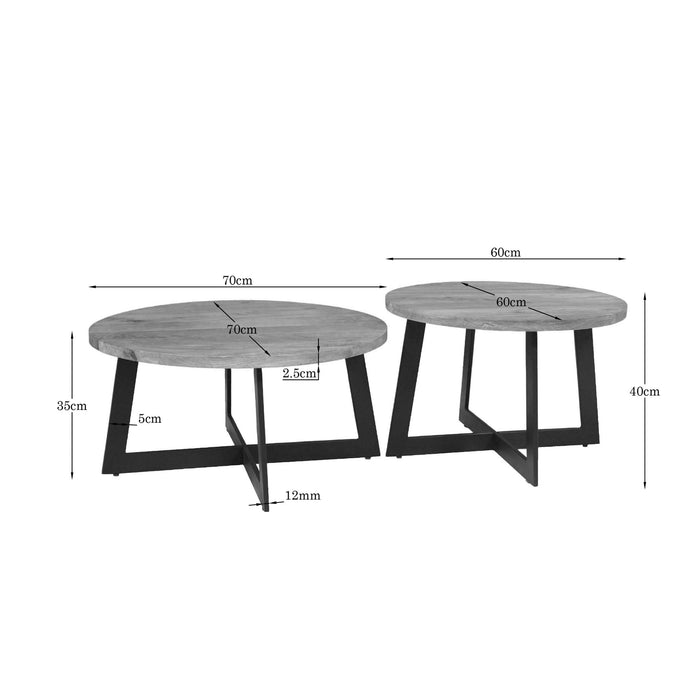 STARFURN Salontafel Atlanta | 70 cm | Set van 2-Salontafels-Starfurn
