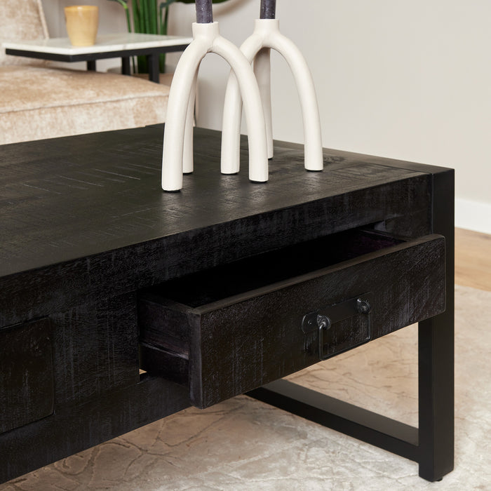 STARFURN Salontafel Boaz Zwart met 2 lades 120 cm 120x60x45 cm-Salontafels-Starfurn