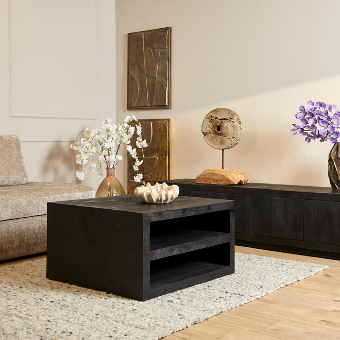 STARFURN Salontafel Brussel Zwart Mangohout 80 cm 80x80x45 cm-Salontafels-Starfurn