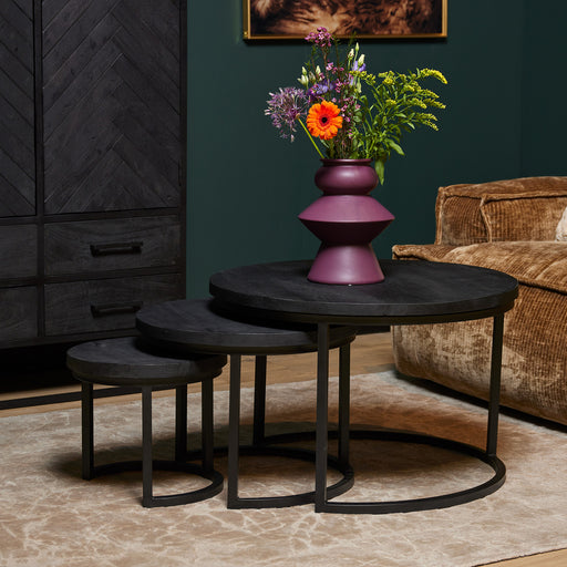 STARFURN Salontafel Triole All Zwart Set van 3 70x70x45 cm-Salontafels-Starfurn