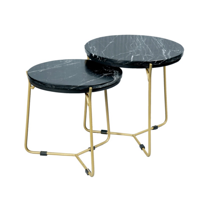 STARFURN Salontafel set Caly Zwart marmer 50-40 cm 45x45x45 cm-Salontafels-Starfurn