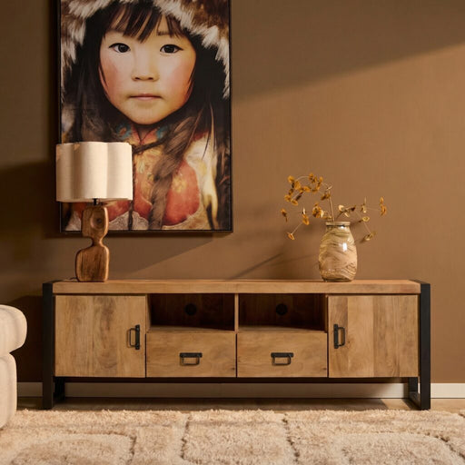 STARFURN TV-meubel Britt Mangohout Naturel 200cm Deuren Lade-TV-meubels-Starfurn