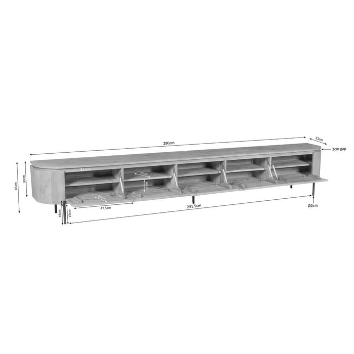 STARFURN TV-meubel Tv meubel Excellent Naturel 280 cm 280x30x35 cm-TV-meubels-Starfurn
