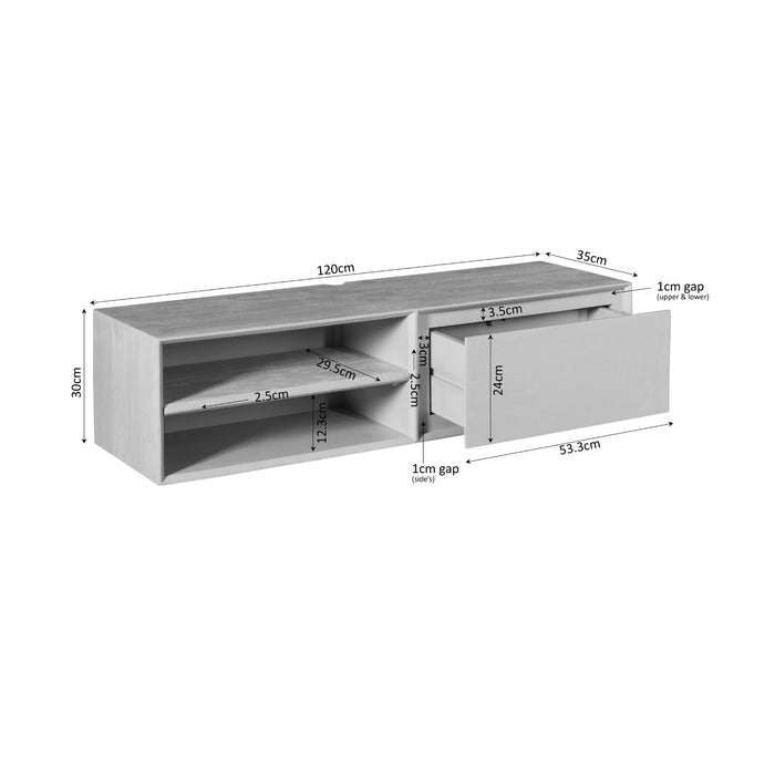 Schwebendes TV-Möbel Ambiance Braun - 120 cm