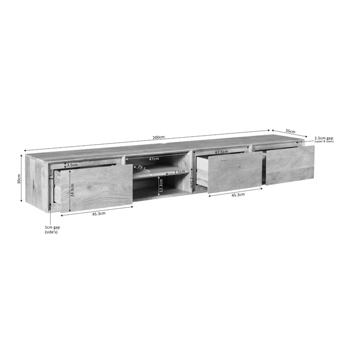 STARFURN TV-meubel Zwevend tv meubel Ambiance Bruin 200 cm 200x30x35 cm