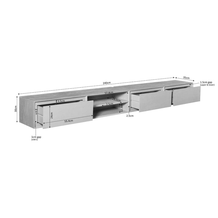 Schwebendes TV-Möbel Ambiance Braun - 240 cm