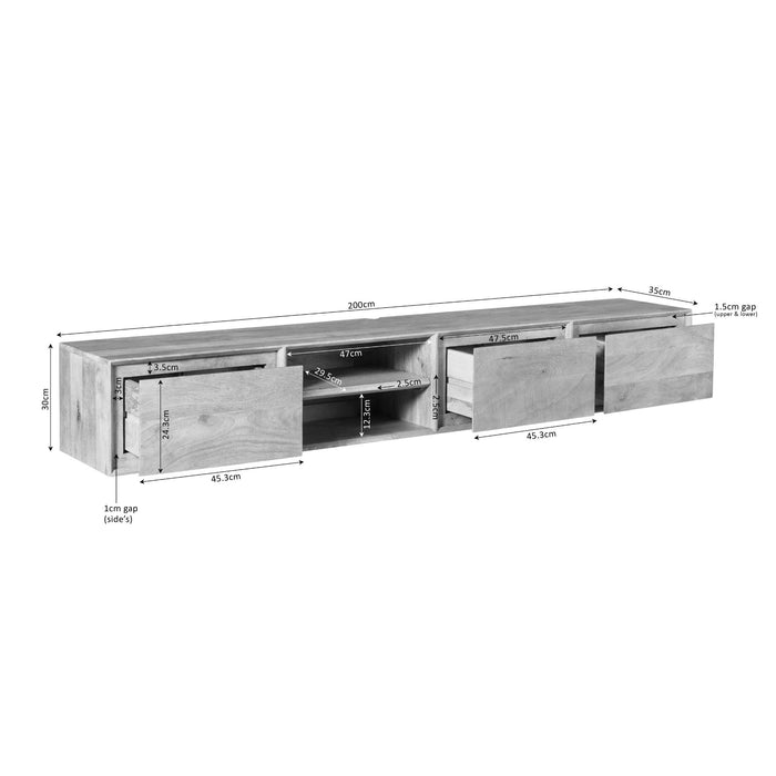 Floating TV Cabinet Ambiance Natural - 200 cm